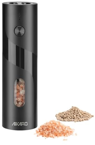AIKARO - Macinapepe e Sale Elettrico Macinino Automatico per Spezie, a Batteria