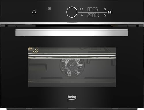 Beko BBCW13401X - Forno compatto da incasso con funzione microonde, 48 litri, 16 funzioni, selettore girevole e display touch, griglia laterale rimovibile, in acciaio inox