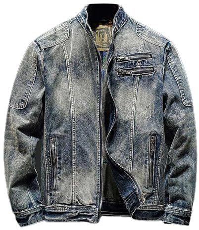 Giubbotto di Jeans Uomo, Giacca Leggera Uomo, Denim Vintage Cotone Giacca da Abito Casual Slim Fit Blazer da Abito Formale Monopetto Suit Jacket Giacca a Vento Denim Jacket