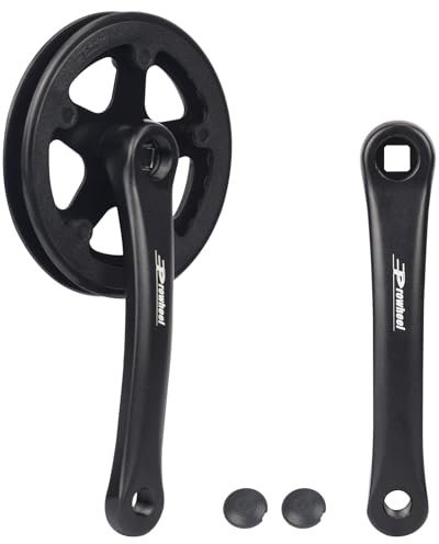WEEROCK Prowheel Bike Crankset 1 Piece 32T Charing Crank Set with 170mm Arm and Doulbe Chain Covers for 20-26 Inch Bicycles, MTB, Kid Bikes, Compatible with Single/6/7/8/ Speeds Freewheel