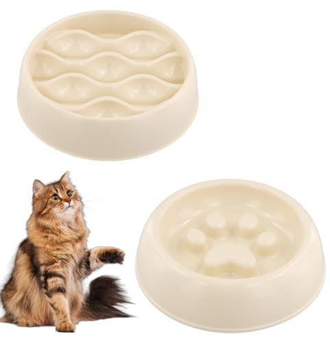 2 Pièces Gamelle Anti-Glouton Chats, Gamelle Anti-Vomissement Chiens, Bol à Eau Potable pour Animaux de Compagnie, Bol Ralentisseur pour Chats et Chiens de Petite et Moyenne Taille