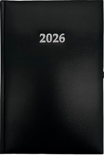 2026 ADINA veckokalender A5 1 W = 2S 128 sidor med hörnperforering med läsband med pennhållare svart