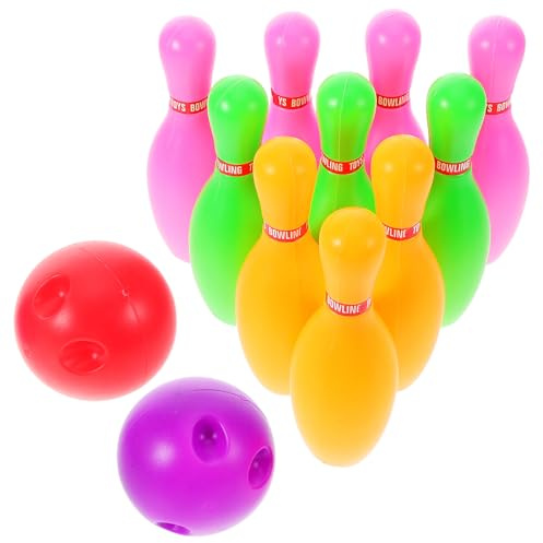Alipis Set Gioco Bowling per Bambini Birilli e Palline in Plastica, Giocattolo Interattivo e Educativo per Uso Domestico e Feste
