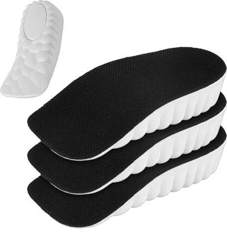 2 Pairs High Pads for Men Women, 4D Cloud Technology Height Increase Insoles, Memory Foam Height Boosters, Arch Support Orthopedic Insoles (Black, 3.5cm)