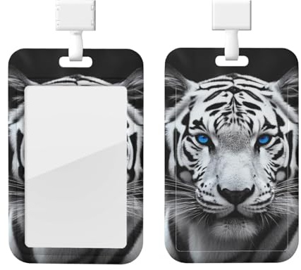 Skjutbart ID-bricka hållare hårdplast märkeshållare blåögd tiger ID-korthållare vertikal bricka rulle med klart fönster kortskydd fodral namnbricka hållare för kontor