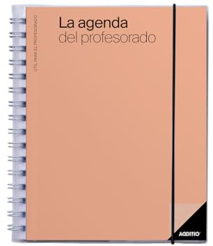 ADDITIO Agenda des enseignants - Planification trimestrielle - Vue hebdomadaire - Évaluation - Dimensions : 16,5 x 21,5 cm - Espagnol - Orange