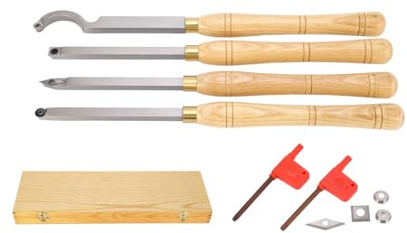 Jeanoko Juego de Cinceles de Torno de Madera, Herramienta de Corte de Carpintería Precisa para Entusiastas, Juego de Torneado de Torno Estable de Mano de 4 Piezas para Principiantes y Trabajadores
