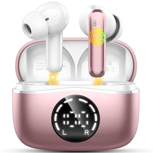2026 Cuffie Bluetooth 5.4, Durata 50 Ore Cuffiette In Ear, Auricolari Bluetooth Stereo HiFi Con 4 ENC Microfoni Anti-Rumore, Impermeabili IP7 Cuffie Senza Fili, Cuffiette Touch Control, LED-Display