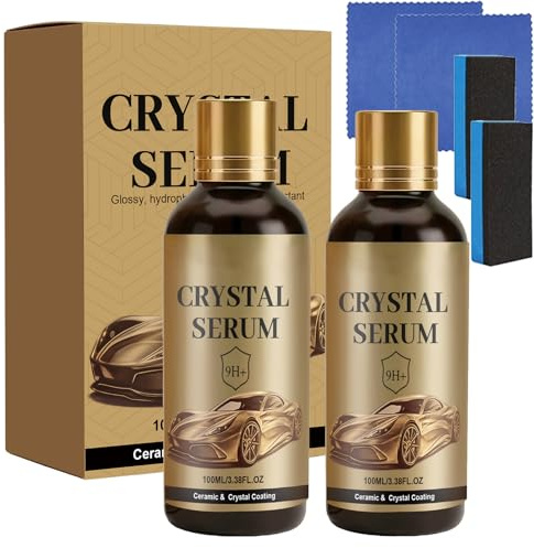 PTZ Crystal Serum for Cars – 2pcs 100ML Advanced Graphene Ceramic Coating for Car, 9H Ceramic Coating, Gloss Hydrophobicty Anti Scratch,High Gloss Paint Protection for Car Detailing