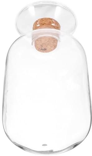 Toddmomy Frasco de Vidrio Pequeño para Cerillas Tapa de Madera, Capacidad 250ml, Diseño Creativo y Delicado para Exhibir Pequeños Objetos Decorativos