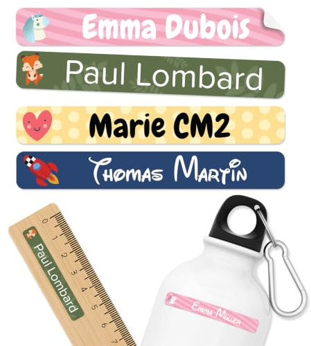 70 Étiquettes autocollantes personnalisées pour fournitures scolaires
