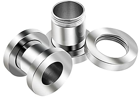 KJM FASHION 2PCS Stainless Steel 2g 7mm Flesh Screw Stretcher Ear Tunnel Gauge Plug Earring Lobe Piercing Jewellery 1860