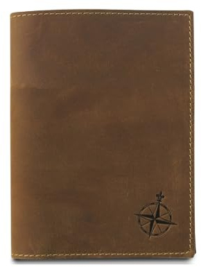 WANDERINGS Leather Travel Wallet with Passport Holder - 5.5 x 4 - Genuine Leather Case with RFID Blocking for Men and Women - Folding Wallet for Passports