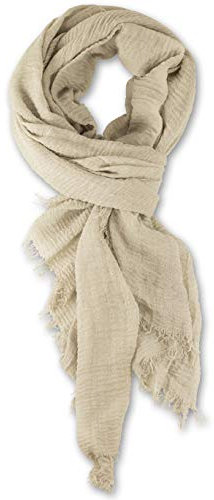 fashionchimp BASIC-Schal für Damen mit weichem Fransensaum, Tuch in leichter Qualität mit Baumwolle, einfarbig (Hellgrau)