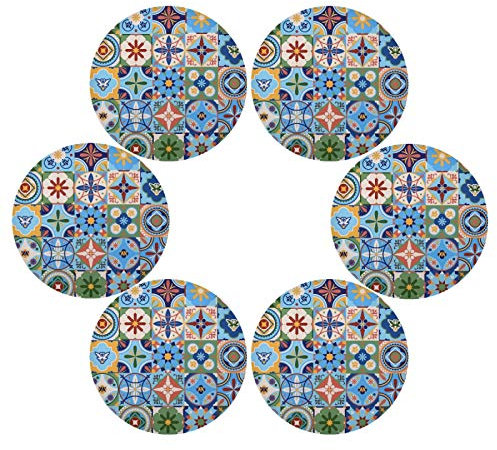 xigua Runde Platzsets, 4er-Set, marokkanisches Mosaik-Tischset, leicht zu reinigen, hitze- und schmutzabweisend, rutschfest, waschbar, Küchen-Tischsets
