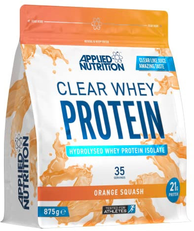 Applied Nutrition Clear Whey Isolate - Whey Protein Isolate, Refreshing High Protein Powder, Fruit Juice Style Flavours (Orange Squash) (875g - 35 Servings)