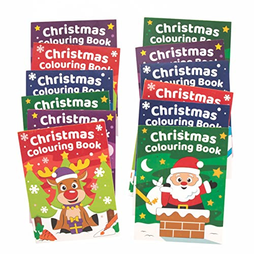 Baker Ross FC173 Mini Livres de Coloriage de Noël pour Enfants - Lot de 12, Cadeaux, Loisirs Créatifs, Papier