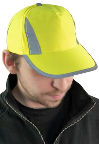 Mivaro Herren Warnschutz-Kappe Cap Reflektionsstreifen in Gelb/Orange, Größe:Einheitsgröße, Farbe:Gelb