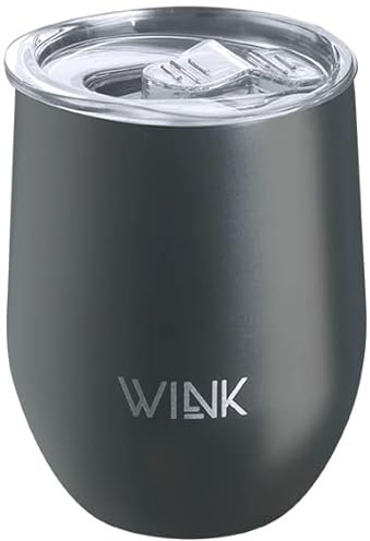 WINK Thermobecher 350ml aus Edelstahl – Auslaufsicher und BPA-frei – Isolierbecher für Kaffee, Tee und Kaltgetränke – Kaffeebecher To Go mit Deckel – Reisebecher für unterwegs - Graphit