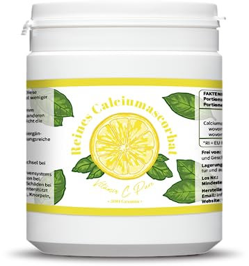 Pure Calcium Ascorbat 500g Vitamin C Pulver Hochdosiert 100% Gepuffertes Vitamin C Mit Messlöffel - Vegan - Premiumqualität