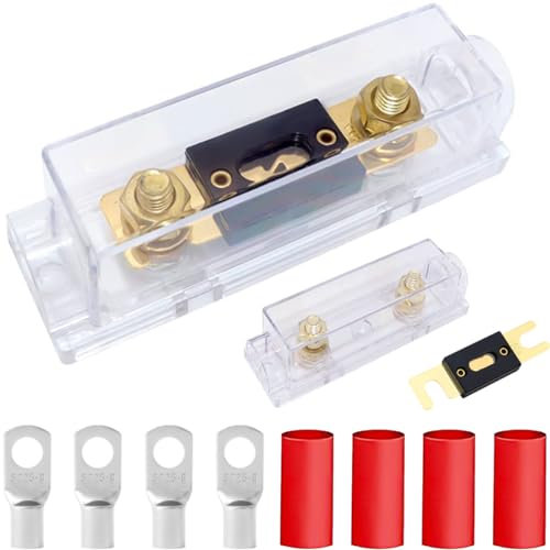 DAOKAI ANL Fusibile Placcato Oro 150 AMP Fusibile a Lama + Portafusibile ANL, Car Audio Video Stereo, 0/2/4 Gauge In & Out, per Sistema Audio/Video per Auto - 2 Pezzi