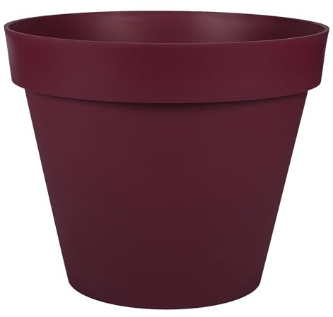 EDA - Pot de Fleur Rond Toscane Ø 48 cm - Volume 43 L - Ø 47,5 x H.39 cm - Rouge Bourgogne