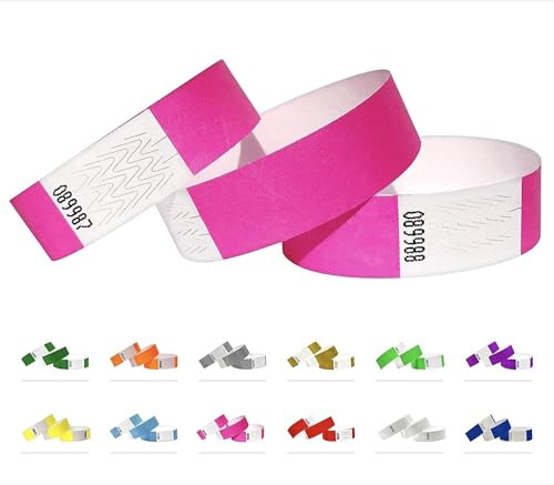 Tyvek - 5000 nastri di ingresso per feste, nastri di sicurezza, festival, braccialetti di controllo per il tuo evento (rosa)