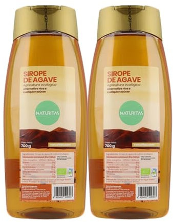 Pack 2x Sirope de Agave bio 100% Puro con Antigoteo 690 g Naturitas Essentials | Prebiótico | Bajo índice glucémico | Alternativa al azúcar