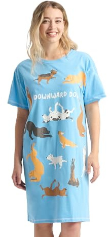 Little Blue House Women's Nightshirt Camisa de Noche, Perro hacia Abajo, Talla única para Mujer
