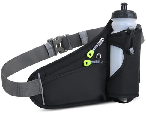 Flintronic Gürteltasche, Bauchtasche mit Flaschenhalter, Atmungsaktiv Sport Hüfttasche, mit Flaschenhalter Damen und Herren, für Laufen Camping Klettern Radfahren