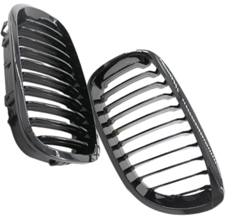 Kacepar Rejilla Frontal de Riñón, Par de Rejillas Frontales de Riñón del Parachoques, Rejilla de Riñón del Capó del Parachoques Delantero Compatible con BMW E46 de 2 Puertas, Negro Brillante