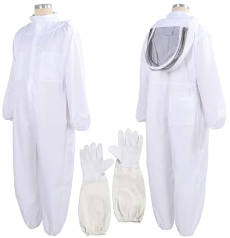 Gugxiom Imker Kostüm für Frauen Männer, Professioneller Imkeranzug mit Handschuhen und Belüfteter Schleierhaube, Ganzkörper Bienenanzug für Berufsimker und Anfänger (XL)