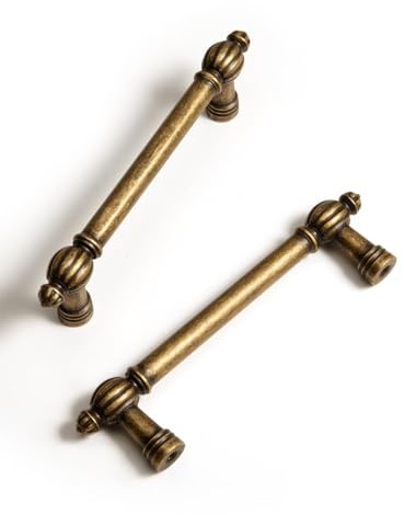 BEILEIOU Maniglie in ottone anticato in lega di zinco – 96 mm foro centrale classico vintage maniglie per cassetti, armadio da cucina, bagno, comò, armadietto, maniglie hardware