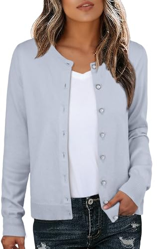 GRECERELLE Dam mjuka koftor elegant lätt långärmad damcardigan stickad jumper pärla button-down-tröjor för kvinnor Storbritannien, höst, vinter, dejting och fest