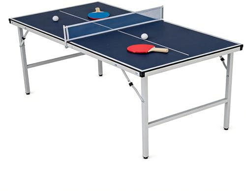 GYMAX Tischtennisplatte Mini mit Tischtennisschläger-Set, Klappbarer & Tragbarer Tischtennistisch mit Netz, Schlägern & Bällen, Indoor Spiel für Zuhause & unterwegs