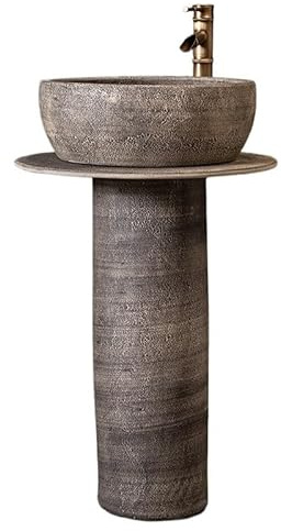 Lavandino da bagno in ceramica – Lavabo da pavimento con piedistallo per la casa Vanity Design moderno da banco elegante lavabo a colonna per bagni eleganti
