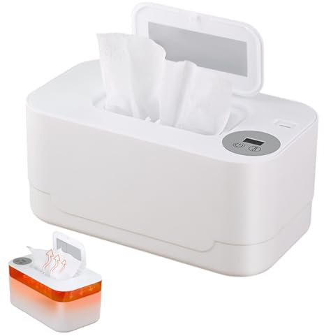 Calentador de toallitas para bebés Luz nocturna Calentador de toallitas USB para bebés 55-65 grados C Dispensador de para portátil ajustable con pantalla LED termostático para coche