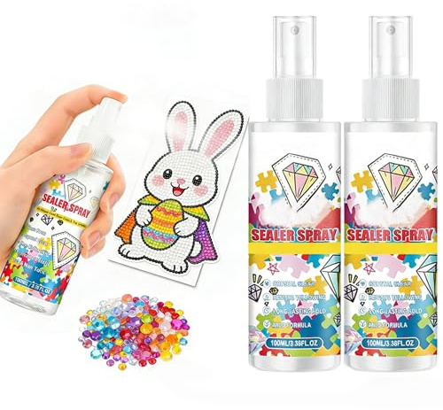 Diamond Art Sealer Spray, Fast Drying Permanent Glue for Diamond Art Painting, Instant Protection & Shine, Prevents Dust and Fall-Off, No Brush Needed, Easter Diamonds Arts Painting Accessories (2PC)