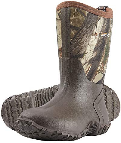 HISEA Kids Rain Boots Waterproof Neoprene Rubber Mud Boots Youth Rainboots Mid Calf Rain Shoes for Toddlers Kid Children Boys & Girls Outdoor Fishing Hiking Camping Garden Barn Farming Water Shoes