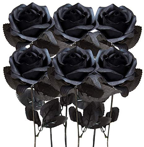 Kalolary Künstliche Rose, 6 Stück Seidenblumen Blüte Gefälschte Blumen Schöne lebensechte Kunstblumen für DIY Braut Hochzeitssträuße Home Decor (Schwarz)