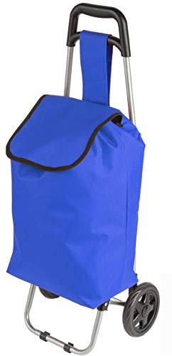 Einkaufstrolley - 27 Liter blau - 600D Polyester - mit extra Fach - Abnehmbare & regenfeste Tasche - / Klappbarer Shopper/Einkaufsroller/Handwagen