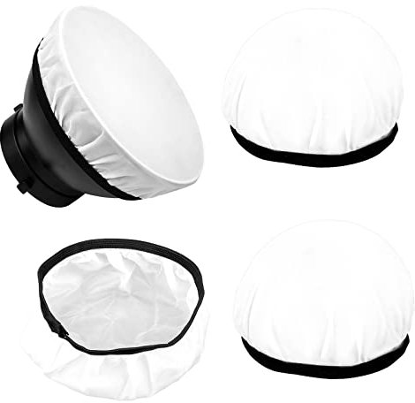 AIEX 4 Piezas 18 cm / 7inch Reflector Difusor, Beauty Dish Calcetín Difusor Cubierta de Lámpara Difusora de Fotografía Blanca Suave Tela de Cubierta de Difusor para Luz de Anillo Luz de Flash