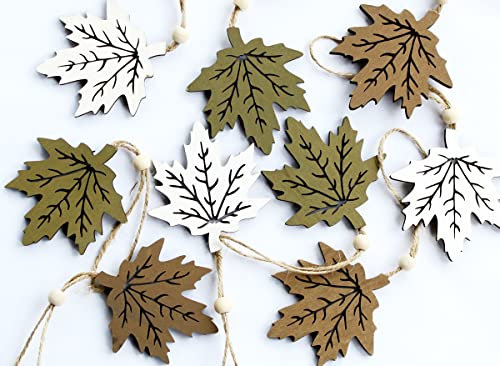 9er Set Blatt Herbst Deko Holz Herbstanhänger Holzanhänger Dekoanhänger (9er Set Anhänger Blätter grün)