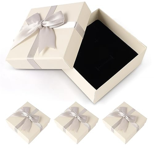 Scatola Regalo Piccola 9 x 9 cm Scatole Regalo per Gioielli Scatole Regalo per Gioielli in Cartone con Coperchio per Collane Orecchini Anelli Bracciali Regali, 4 pezzi