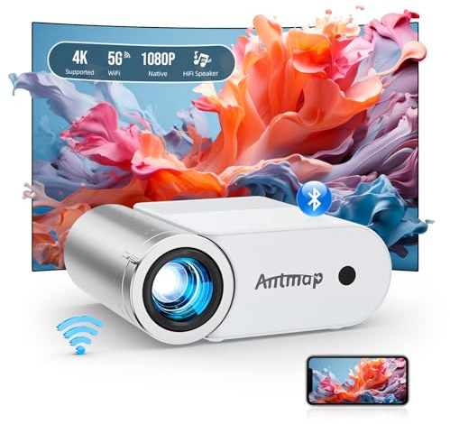 Mini 4K 1080P videoprojektorstativ, bärbar videoprojektor med WiFi och Bluetooth 5.4, bioprojektorer för utomhusbruk, videoprojektorer med högtalare (VF320)