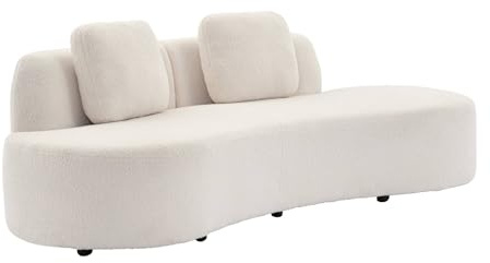 sweeek - Canapé Virgule 3 Places en Tissu Bouclette Forme Organique - Wave L 232 x P 97 x H 68cm