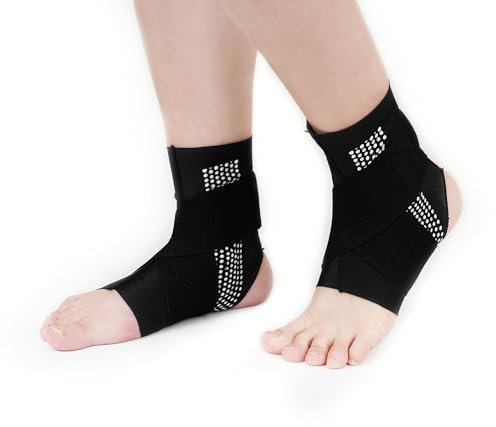 Fjäderbensbandage 2 stycken, professionellt ankelbandage för kvinnor/män, kompressionsstrumpor fotbandage för plantar fasciit, artrit, stuvad fotled, hälsenan, sport (svart, M)