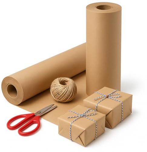 MEOWN Brown Kraft Paper Roll 400mm x 30m, Heavy Duty Wrapping for Packing Parcel Moving and Crafts, Tear Resistant Brown Parcel Paper for Gift Wrap Shipping and Storage