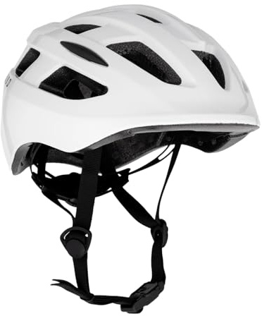 ATTABO Cykelhjälm dam herr bonkers storlek M vit cykelhjälm med in-moold teknik med 18 ventilationshål med LED-ljus hjälmjustering med knapp hållbart PC-material värmeskydd
