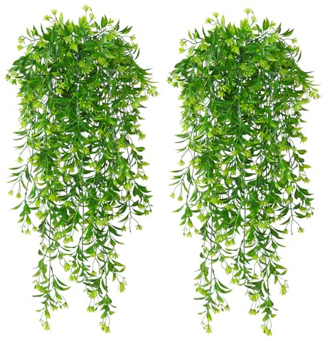 Dremisland 4 plantas artificiales colgantes verdes flores artificiales falsas plantas colgantes como plantas artificiales reales colgantes al aire libre flores artificiales hiedra para casa, jardín